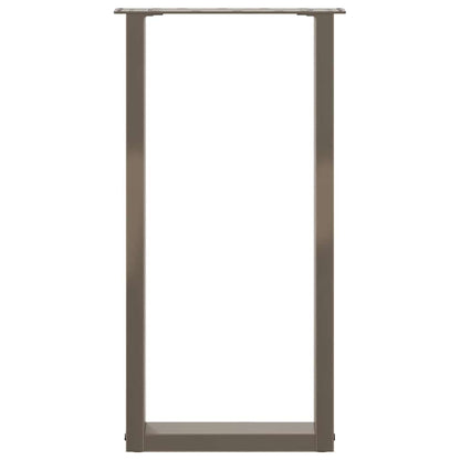 Gambe per tavolo consolle a forma di U 2 pz in acciaio naturale 28x(72-73) cm