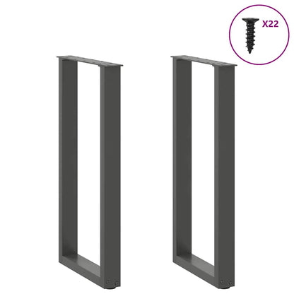 Gambe per tavolo consolle forma U 2 pz Antracite 38x(72-73) cm