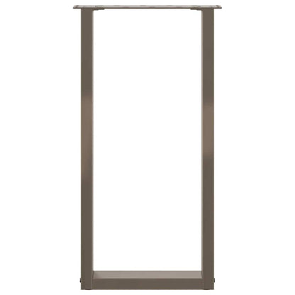 Gambe per tavolo consolle a forma di U 2 pz in acciaio naturale 38x(72-73) cm