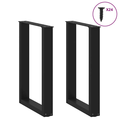 Gambe per tavolo da pranzo a forma di U 2 pz nere 50x(72-73) cm in acciaio