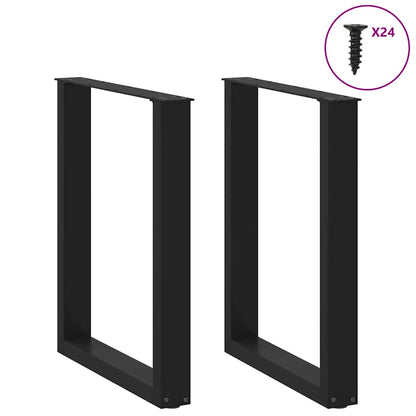 Gambe Tavolo Pranzo a Forma U 2 pz Nero 60x(72-73) cm Acciaio