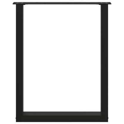 Gambe per tavolo da pranzo a forma di U 2 pz nere 60x(72-73) cm