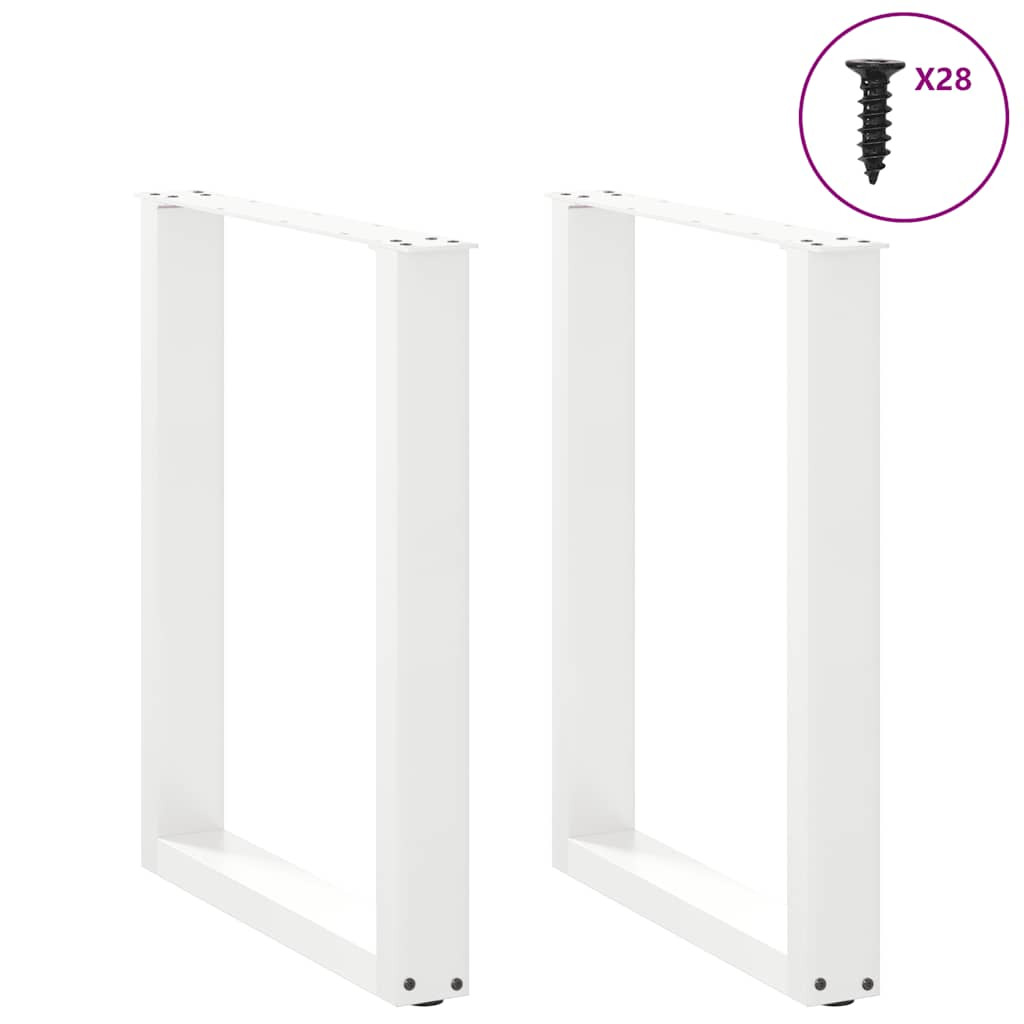 Gambe Tavolo Pranzo a U 2 pz Bianco 70x(72-73) cm Acciaio