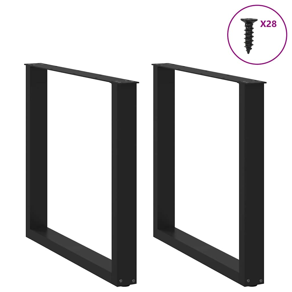 Gambe Tavolo Pranzo a Forma U 2 pz Nero 80x(72-73) cm Acciaio