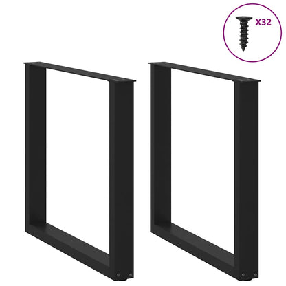 Gambe Tavolo Pranzo a U 2 pz Nero 90x(72-73) cm Acciaio