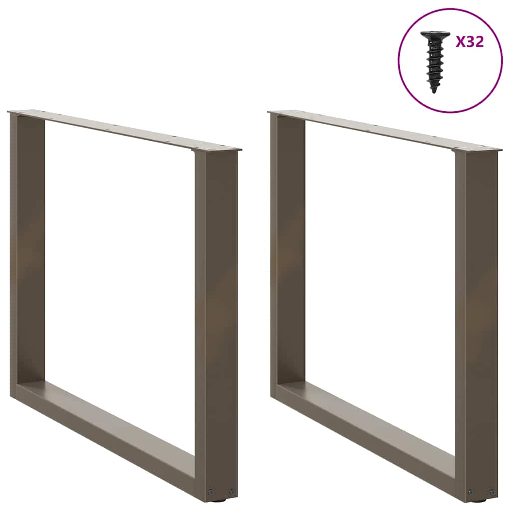 Gambe per tavolo da pranzo a forma di U 2 pz in acciaio naturale 100x(72-73) cm