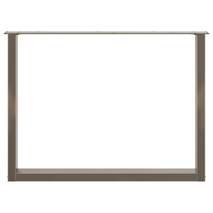 Gambe per tavolo da pranzo a forma di U 2 pz in acciaio naturale 100x(72-73) cm