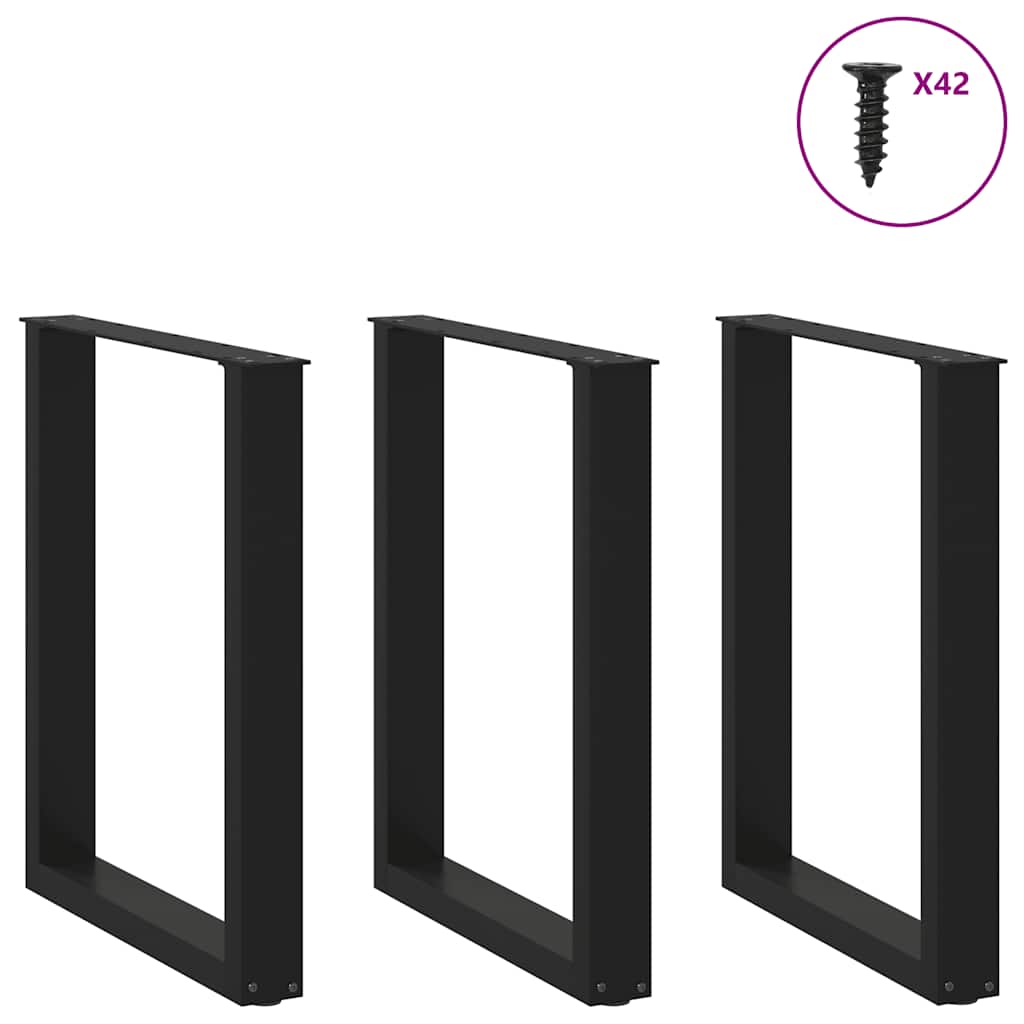 Gambe per tavolo da pranzo a forma di U 3 pz nere 70x(72-73) cm
