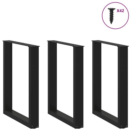 Gambe per tavolo da pranzo a forma di U 3 pz nere 70x(72-73) cm