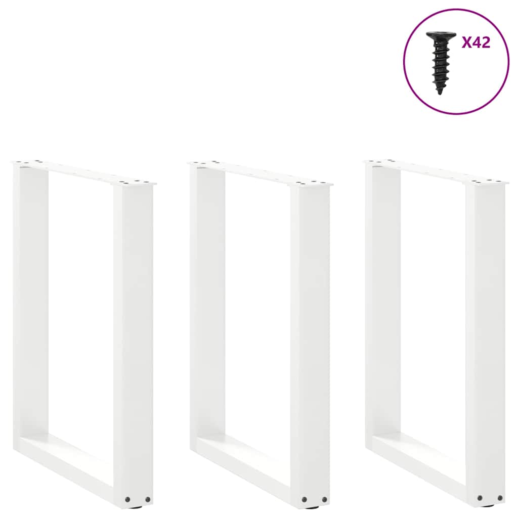 Gambe per tavolo da pranzo forma U 3 pz bianche 90x(72-73)