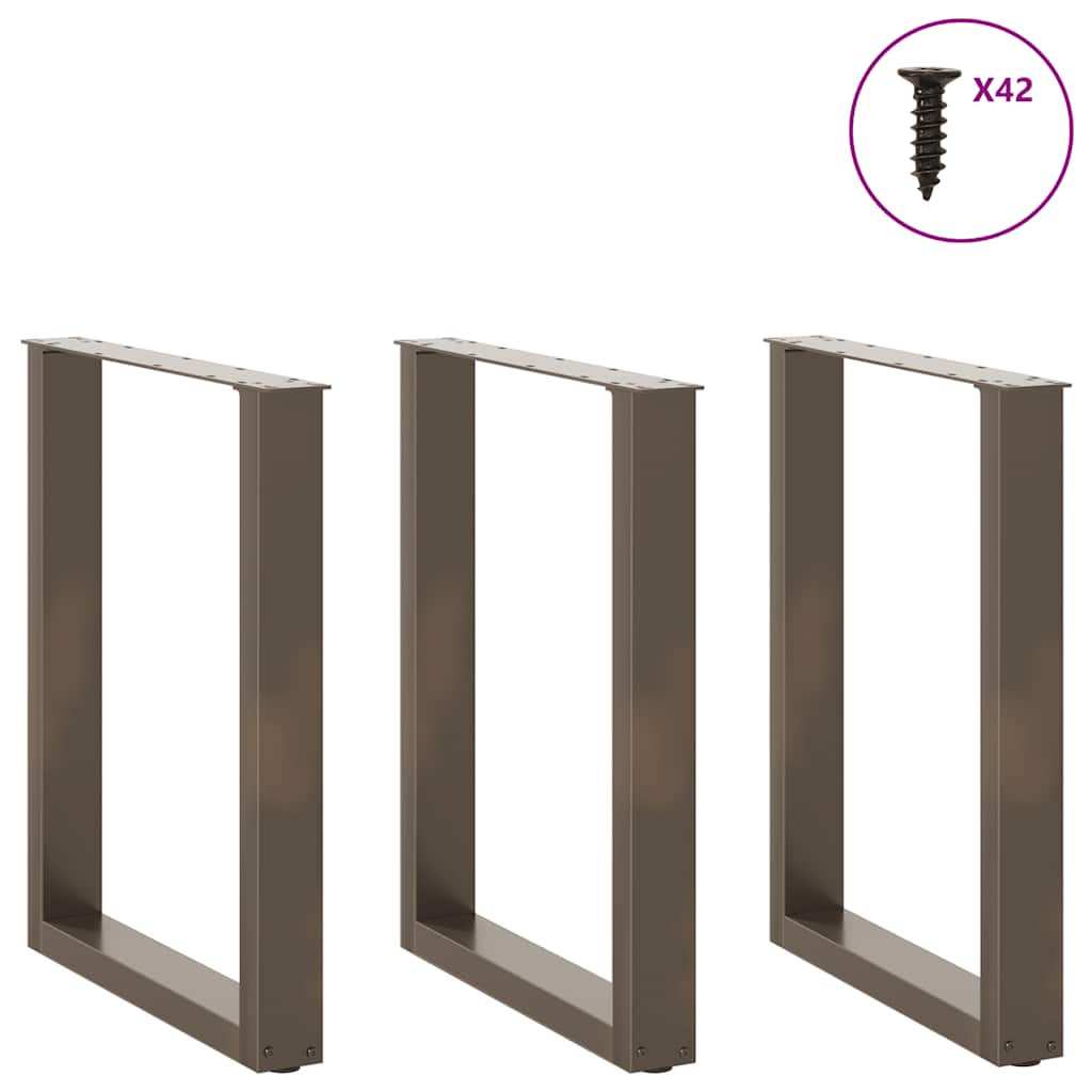 Gambe per tavolo da pranzo a forma di U 3 pz in acciaio naturale 70x(72-73) cm - homemem39
