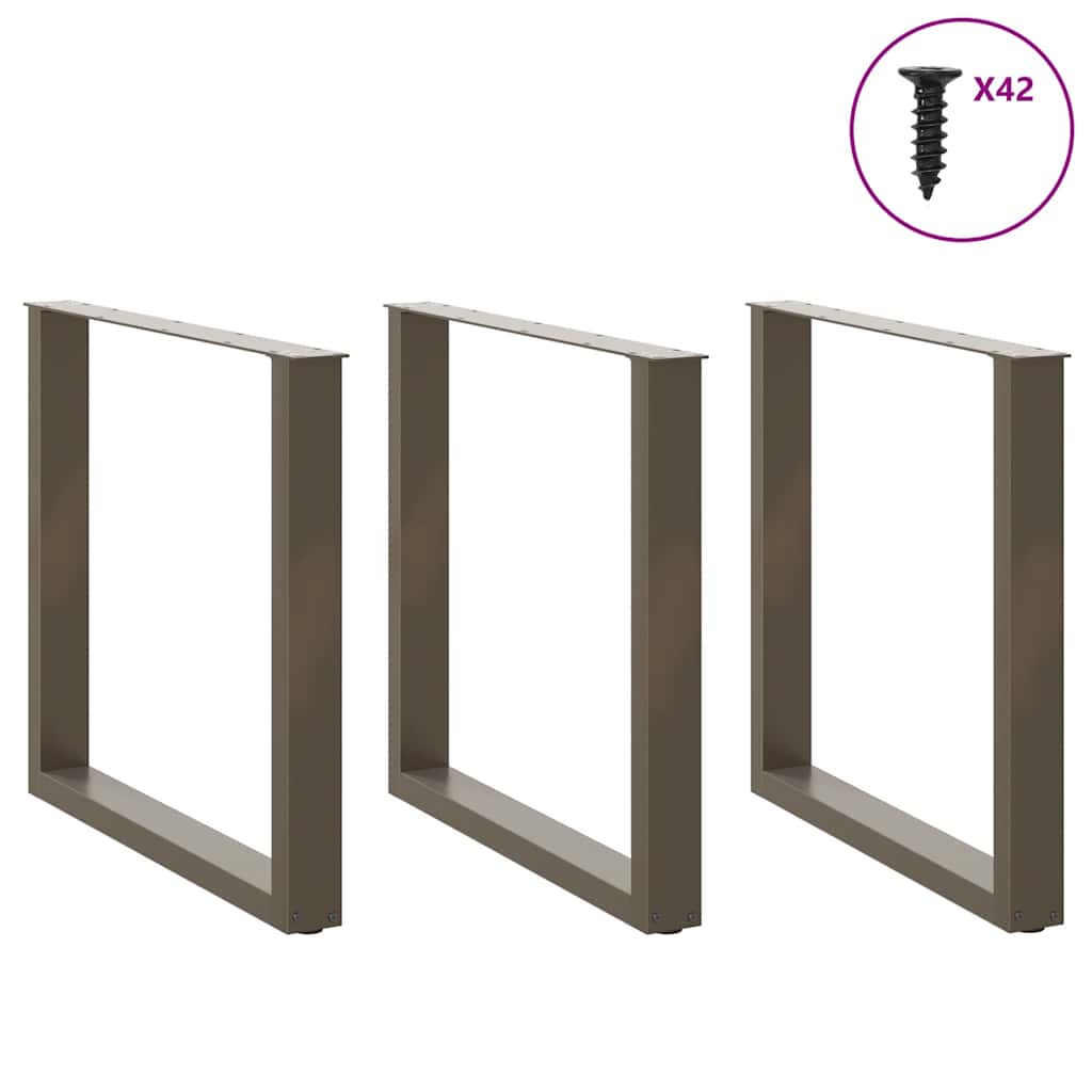 Gambe per tavolo da pranzo forma U 3 pz naturale 80x(72-73) cm