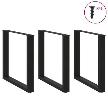 Gambe per tavolo da pranzo a forma di U 3 pz nere 90x(72-73) cm in acciaio