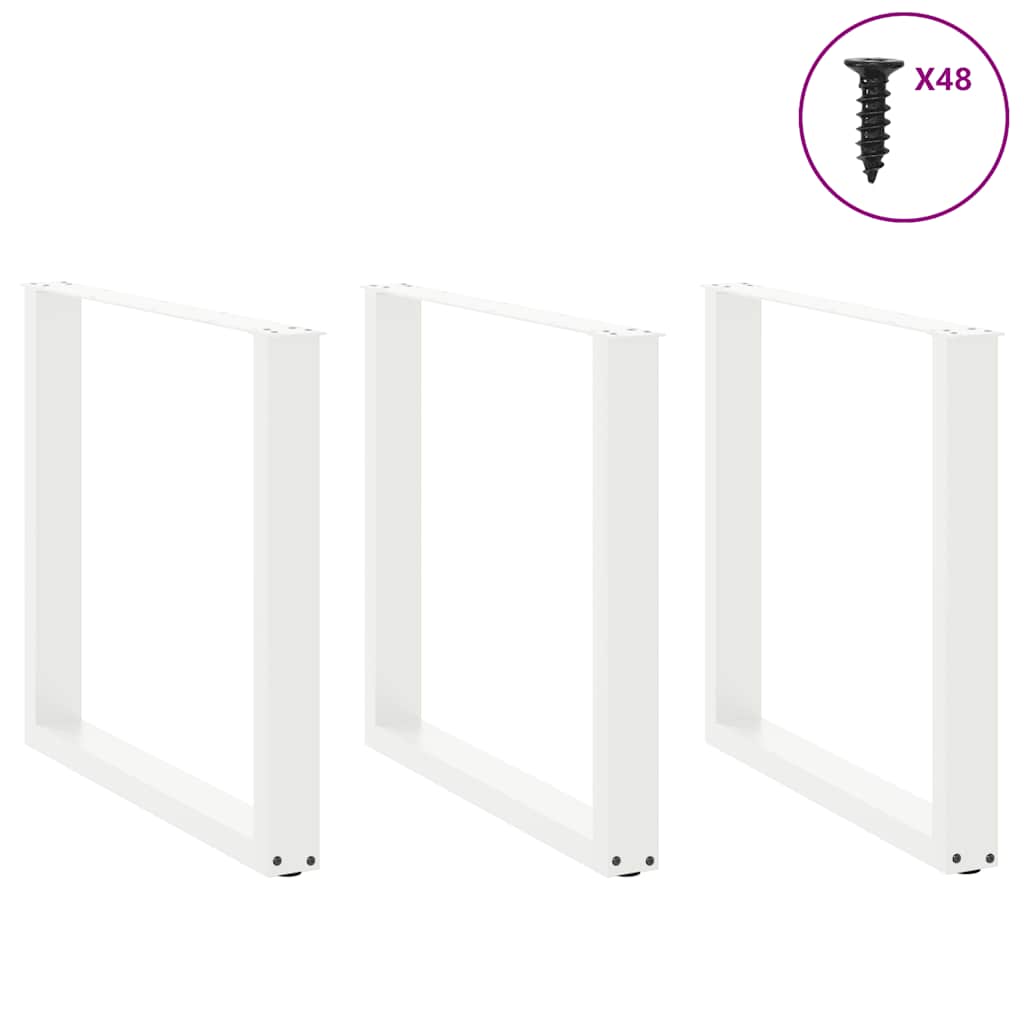 Gambe per tavolo da pranzo forma U 3 pz bianche 90x(72-73)
