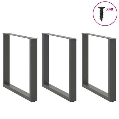Gambe per tavolo da pranzo forma U 3 pz Antracite 90x(72-73) cm