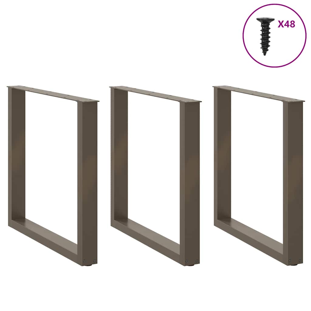 Gambe per tavolo da pranzo forma U 3 pz naturale 90x(72-73) cm