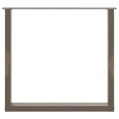 Gambe per tavolo da pranzo a forma di U 3 pz in acciaio naturale 90x(72-73) cm