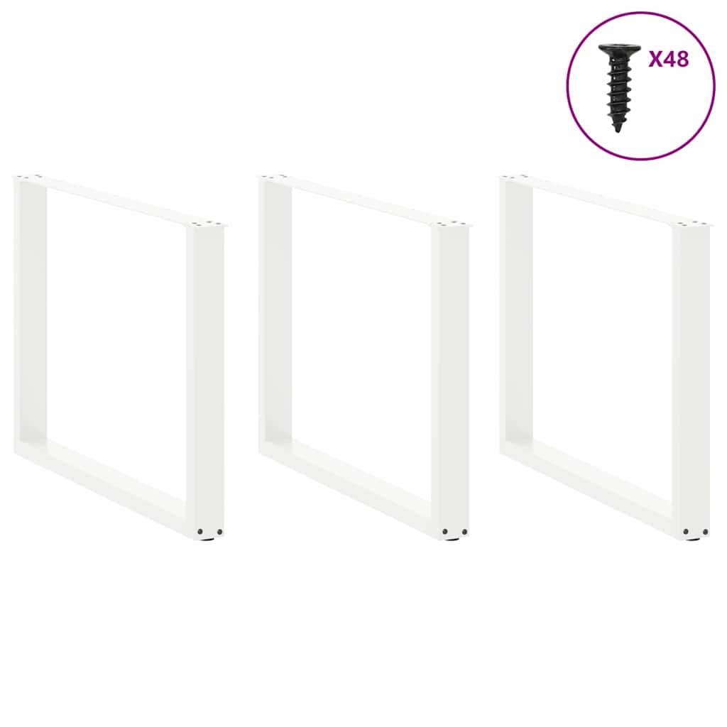 Gambe per tavolo da pranzo forma U 3 pz bianche 90x(72-73)