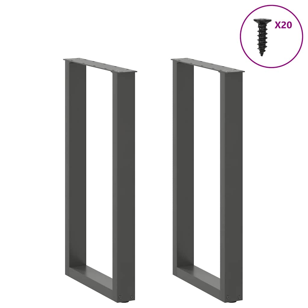 Gambe per tavolo da bar forma U 2 pz Antracite 40x(90-91) cm
