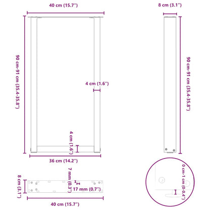 Gambe Tavolino Caffè a U 2 pz Antracite 40x(90-91)cm in Acciaio