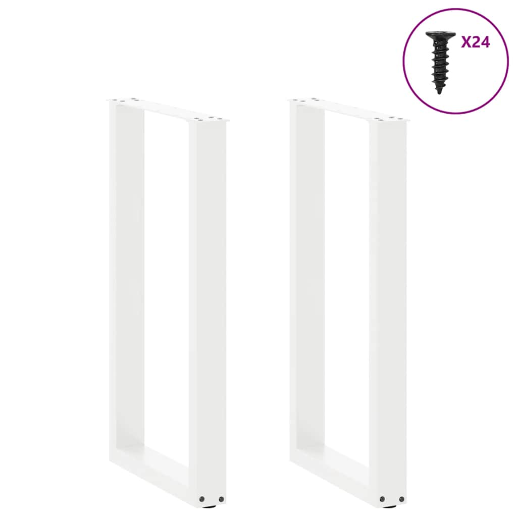 Gambe Tavolino da Caffè a U 2 pz Bianco 50x(90-91)cm in Acciaio