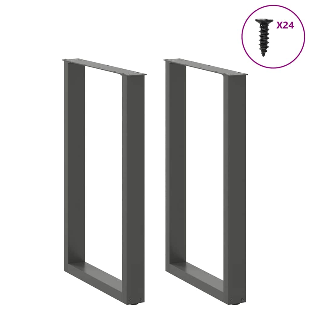 Gambe per tavolo da bar forma U 2 pz Antracite 60x(90-91) cm