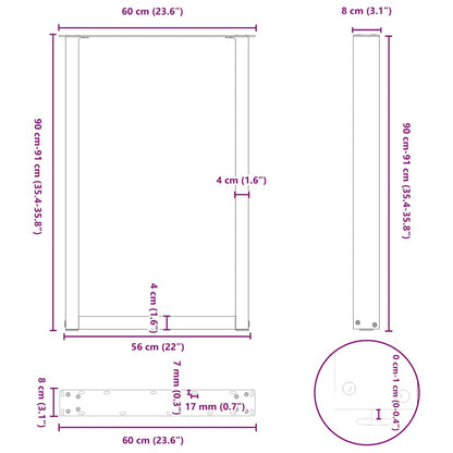 Gambe per tavolo da bar forma U 2 pz Antracite 60x(90-91) cm