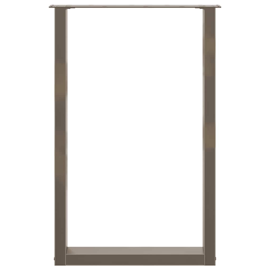 Gambe per tavolo da bar a forma di U 2 pz in acciaio naturale 60x(90-91) cm