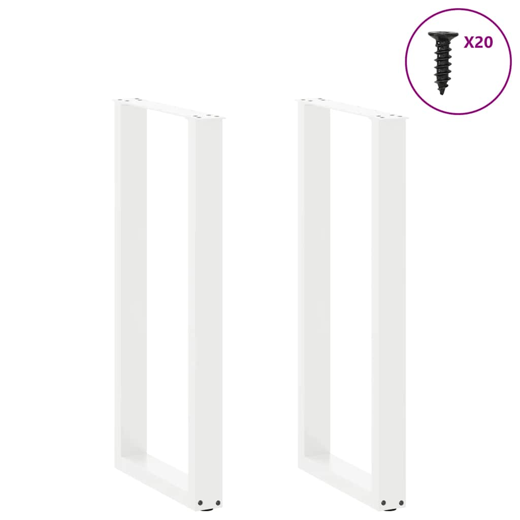 Gambe Tavolino da Caffè a U 2 pz Bianco 40x(100-101) cm Acciaio