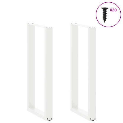 Gambe Tavolino da Caffè a U 2 pz Bianco 40x(100-101) cm Acciaio