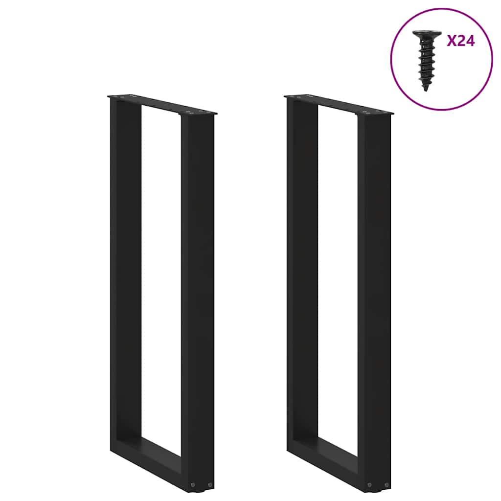 Gambe per tavolo da bar a forma di U 2 pz nere 50x(100-101) cm