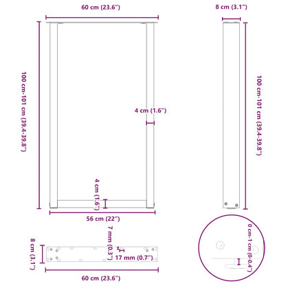 Gambe Tavolino Caffè a U 2 pz Antracite 60x(100-101) cm Acciaio