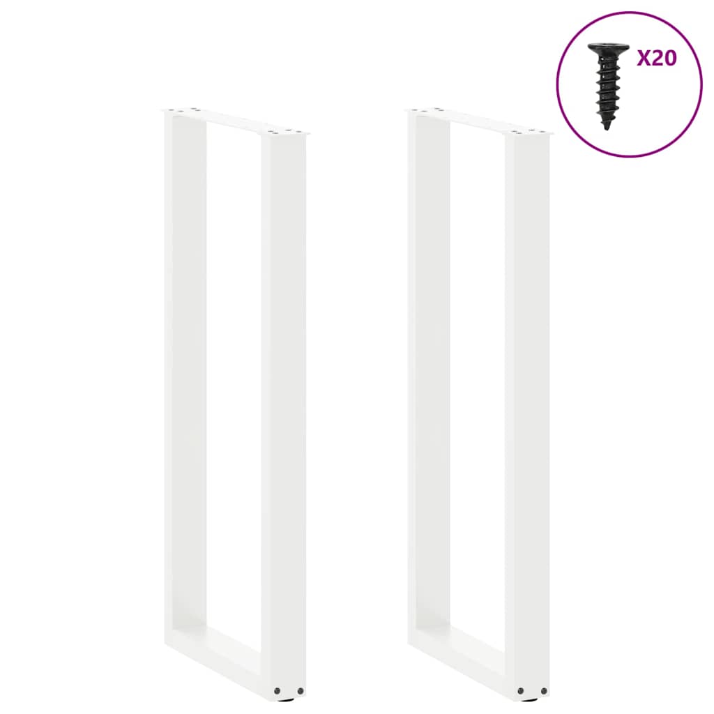 Gambe Tavolino da Caffè a U 2 pz Bianco 40x(110-111) cm Acciaio