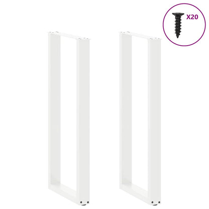 Gambe Tavolino da Caffè a U 2 pz Bianco 40x(110-111) cm Acciaio