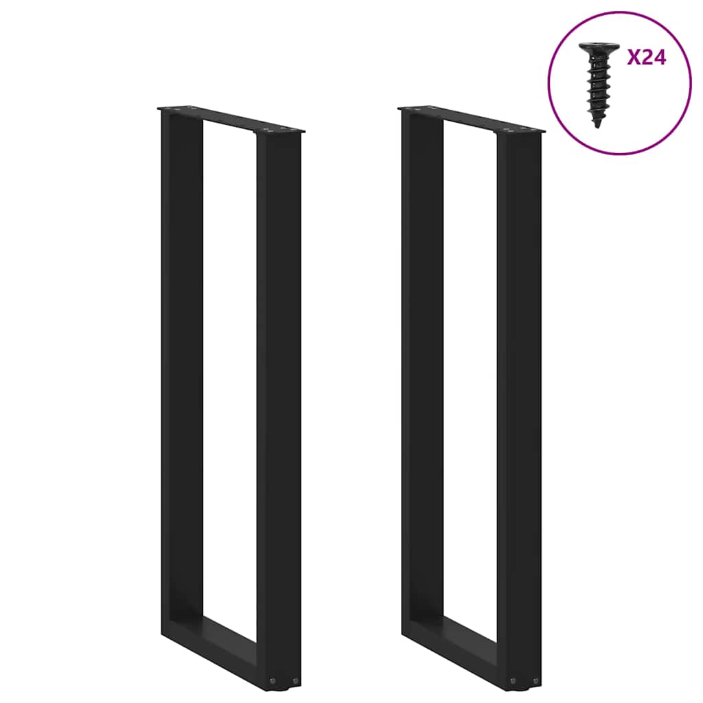 Gambe per tavolo da bar a forma di U 2 pz nere 50x(110-111) cm