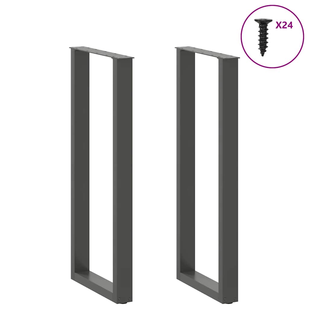 Gambe per tavolo da bar a forma di U 2 pz Antracite 50x(110-111) cm Acciaio