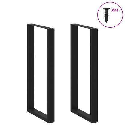 Gambe per tavolo da bar a forma di U 2 pz nere 60x(110-111) cm