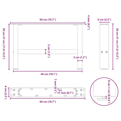 Gambe per Tavolino da Caffè Bianco 2 pz 50x(30-31) cm Acciaio