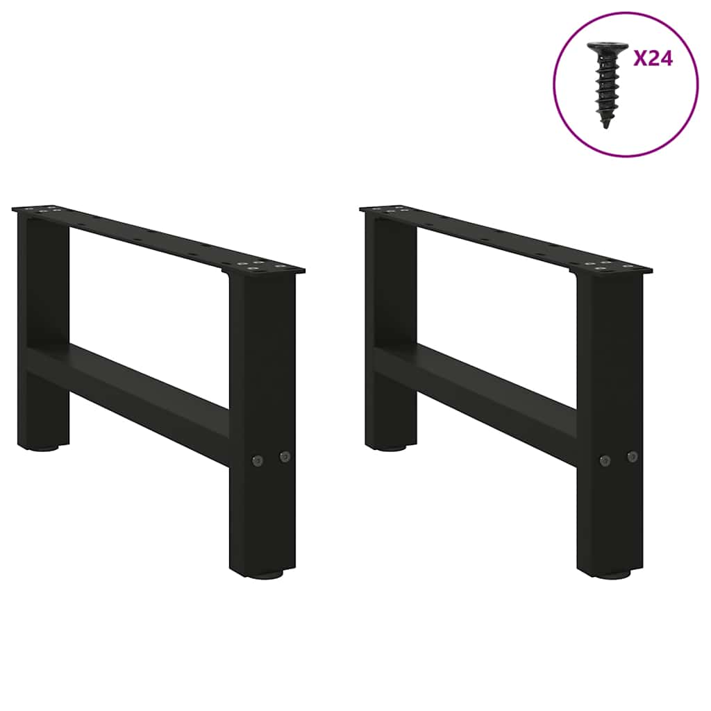 Gambe per Tavolino da Caffè Nero 2 pz 60x(30-31) cm Acciaio