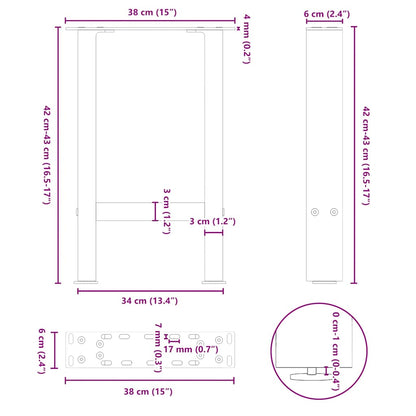 Gambe per Tavolino Bianco 2 pz 38x(42-43) cm Acciaio