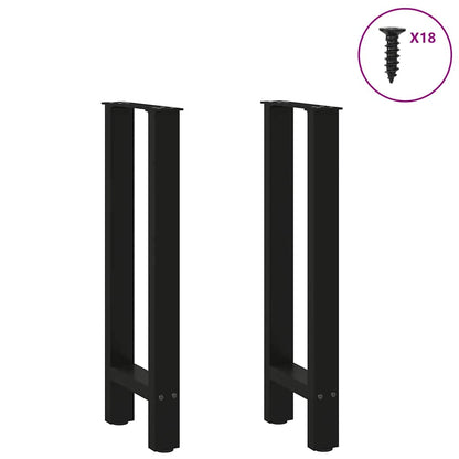 Gambe per Tavolino Nero 2 pz 28x(72-73) cm Acciaio