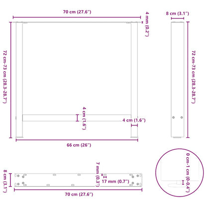 Gambe per Tavolino Nero 2 pz 70x(72-73) cm Acciaio