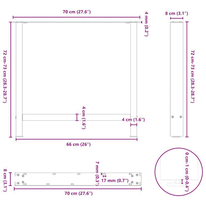 Gambe per Tavolino Antracite 2 pz 70x(72-73) cm Acciaio