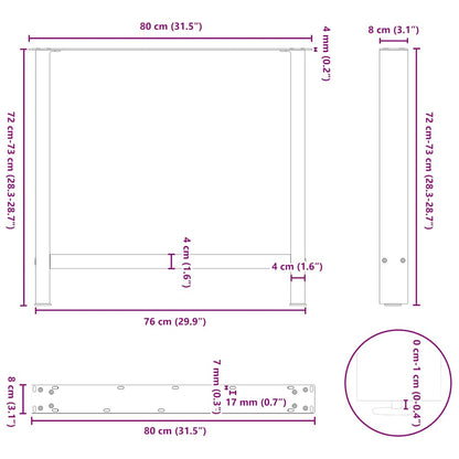 Gambe per Tavolino Nero 2 pz 80x(72-73) cm Acciaio