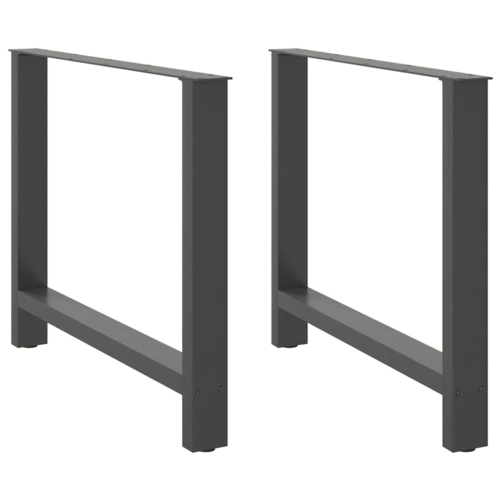 Gambe per tavolo da pranzo antracite 2 pz 100x(72-73) cm