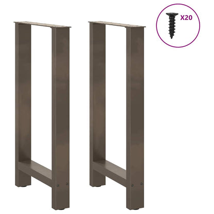Gambe per tavolo da bar in acciaio naturale 2 pz 40x(90-91) cm in acciaio
