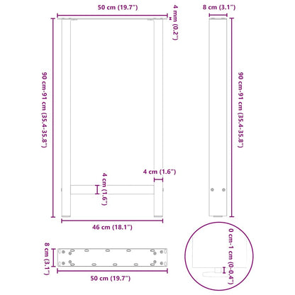 Gambe per Tavolino Bianco 2 pz 50x(90-91) cm Acciaio