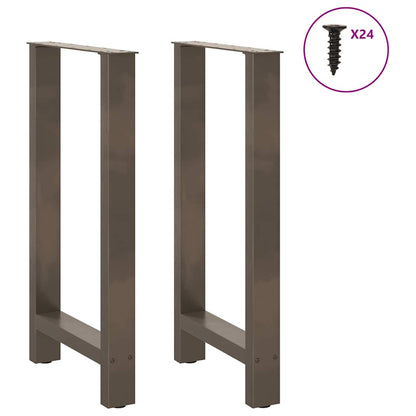 Gambe per tavolo da bar in acciaio naturale 2 pz 50x(90-91) cm in acciaio