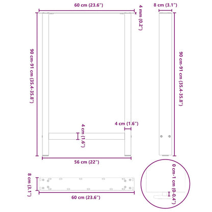 Gambe per Tavolino Antracite 2 pz 60x(90-91) cm Acciaio