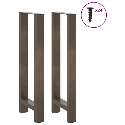 Gambe per tavolo da bar in acciaio naturale 2 pz 50x(100-101) cm in acciaio